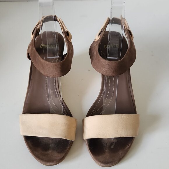 CAMPER | Suede Sandals Beige Wedges Sz 7 - Picture 3 of 6